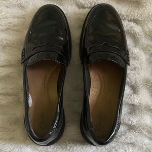 Clarks Shiny Black Loafers